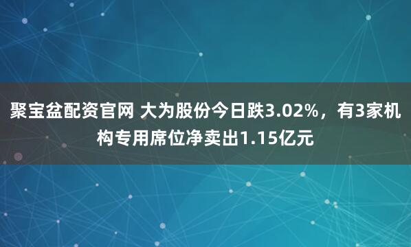 聚宝盆配资官网 大为股份今日跌3.02%,有3家机构专用席位净卖出1.15亿元