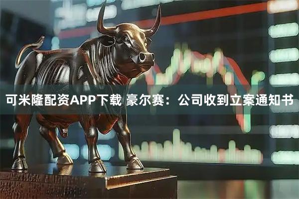 可米隆配资APP下载 豪尔赛：公司收到立案通知书