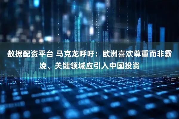 数据配资平台 马克龙呼吁：欧洲喜欢尊重而非霸凌、关键领域应引入中国投资